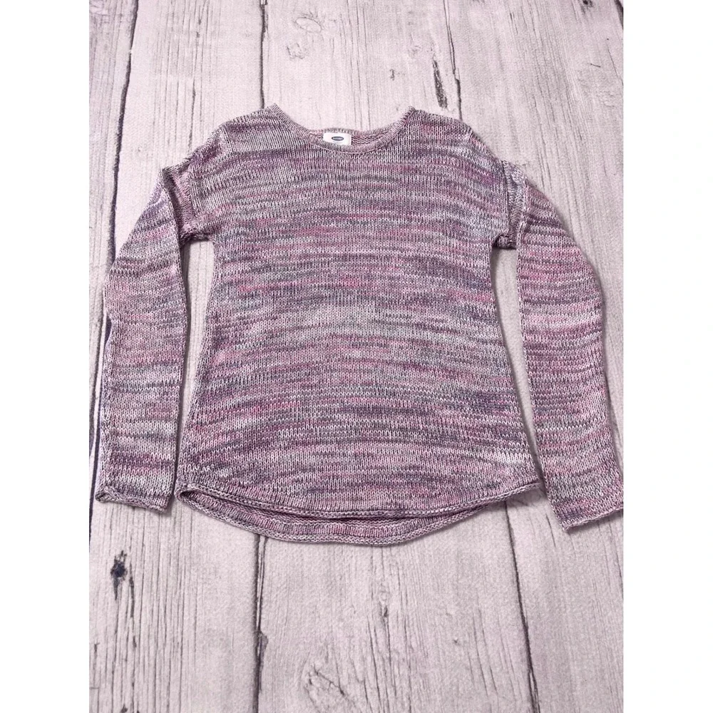 Old Navy Kids Girls XL 14 Multicolored Striped Knit Sweater 100% Cotton